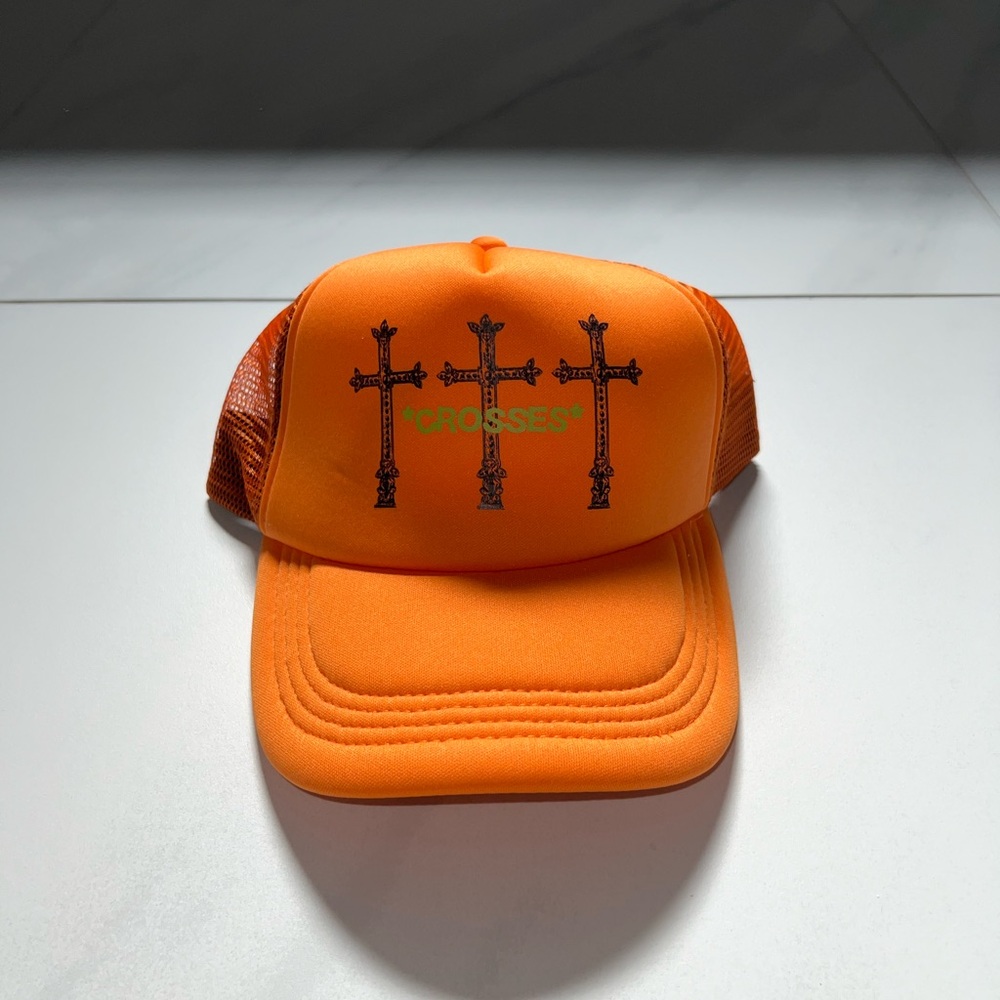 MNML orange trucker hat